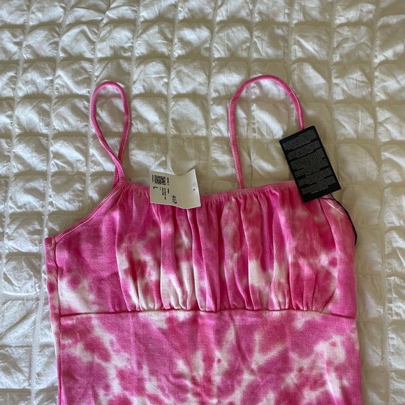 Forever 21 Pink Tie-Dye Ribbed Babydoll Mini Dress - Picture 3 of 8